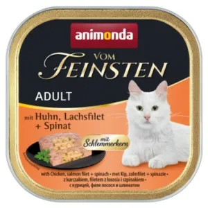 Katzenfutter: animonda Vom Feinsten Adult mit Schlemmerkern  Huhn, Lachsfilet & Spinat