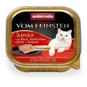 Katzenfutter: animonda Vom Feinsten Adult mit Schlemmerkern  Rind, Hühnchenbrust & Kräuter