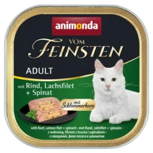 Katzenfutter: animonda Vom Feinsten Adult mit Schlemmerkern  Rind, Lachsfilet & Spinat