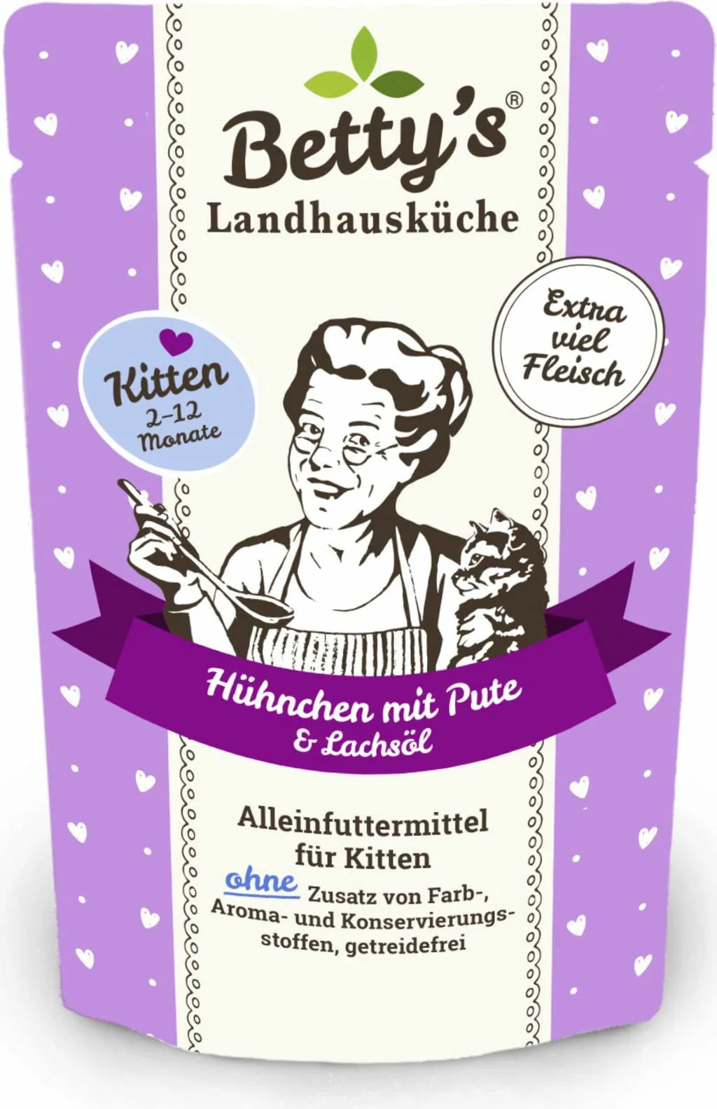 Katzenfutter: Betty's Landhausküche Frischebeutel Kitten Huhn & Pute  für Katze