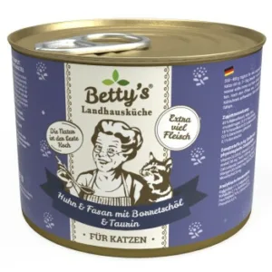 Katzenfutter: Betty's Landhausküche Huhn & Fasan mit Borretschöl  für Katze