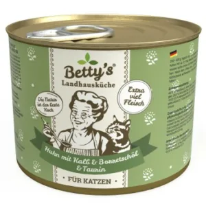 Katzenfutter: Betty's Landhausküche Huhn mit Kalb & Borretschöl 