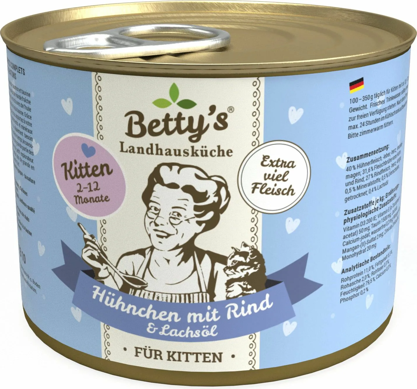 Katzenfutter: Betty's Landhausküche Kitten Huhn & Rind  für Katze