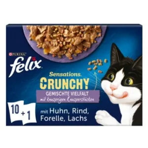 Katzenfutter: Felix Sensations Crunchy  +  Knusperstückchen Geschmacksvielfalt mit Gemüse