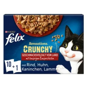 Katzenfutter: Felix Sensations Crunchy  +  Knusperstückchen Geschmacksvielfalt vom Land