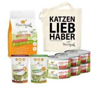 Katzenfutter: I love my cat Sparset für ernährungssensible Katzen: Trocken- Nassfutter