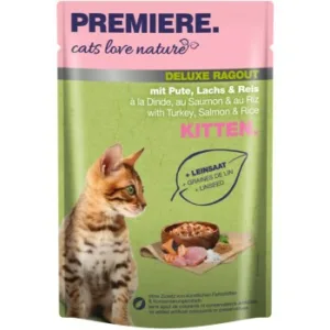 Katzenfutter: PREMIERE cats love nature Deluxe Ragout Kitten mit Pute, Lachs & Reis 