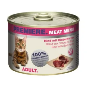 Katzenfutter: PREMIERE Meat Menu Adult Rind mit Rinderherzen 