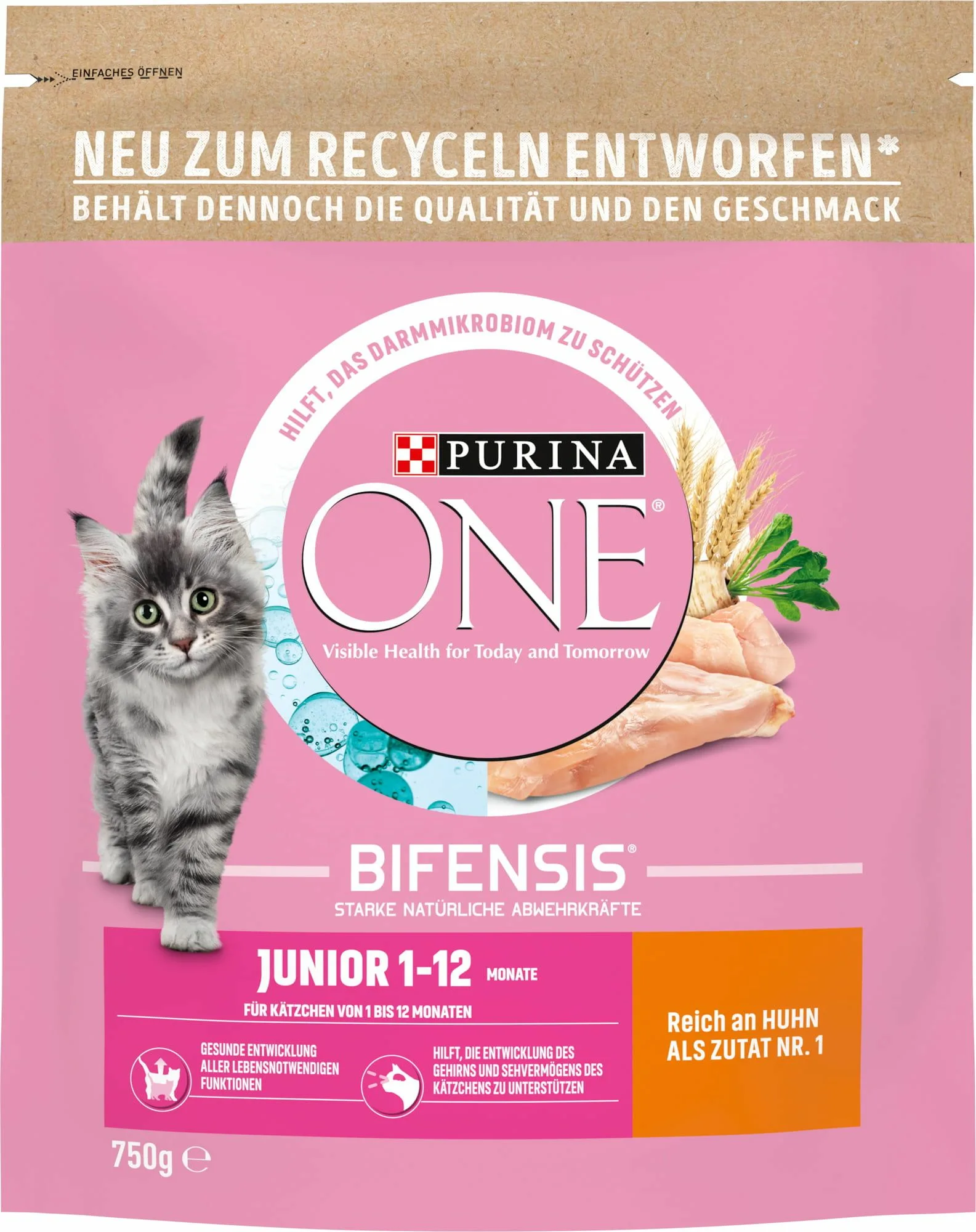 Katzenfutter: Purina ONE BIFENSIS Junior Huhn 