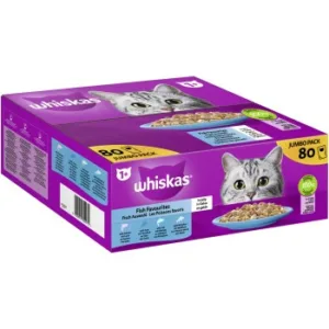 Katzenfutter: Whiskas Jumbo Pack 1+ Fisch Auswahl in Gelee 